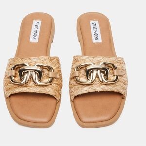 Steve Madden GENE RAFFIA slides in excellent condition size 9.5